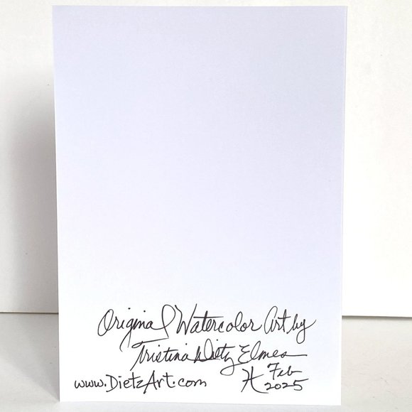 Funky Leaves Orange Original Watercolor Art Painting Handmade Greeting Card - Picture 4 of 5